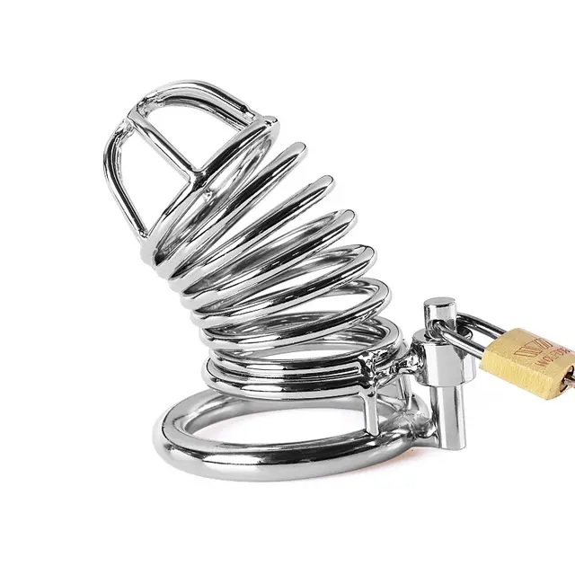 Red Metal Male Chastity Lock Belt Device Chastity Lock Bird Cage Full Set With 40Cm Ring - Shop at LoveMi