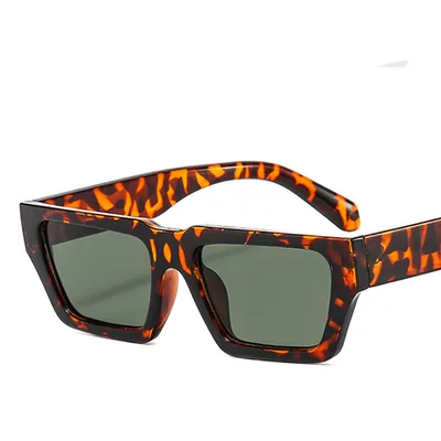 Trendy Simple Square Sunglasses Street Leopard Frame Dark Green Sheet - Shop at LoveMi