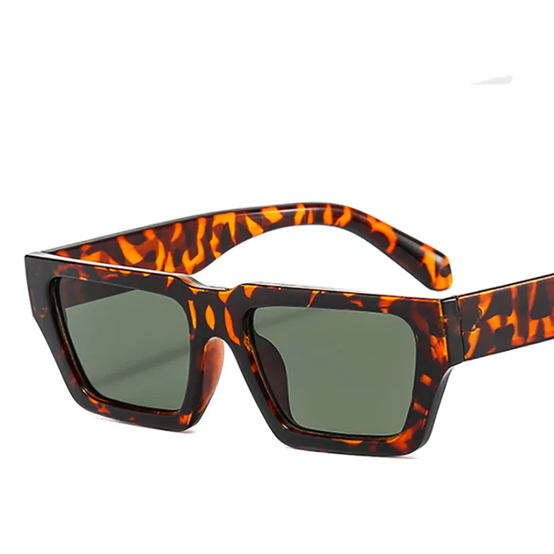 Trendy Simple Square Sunglasses Street - Leopard Frame Dark Green Sheet