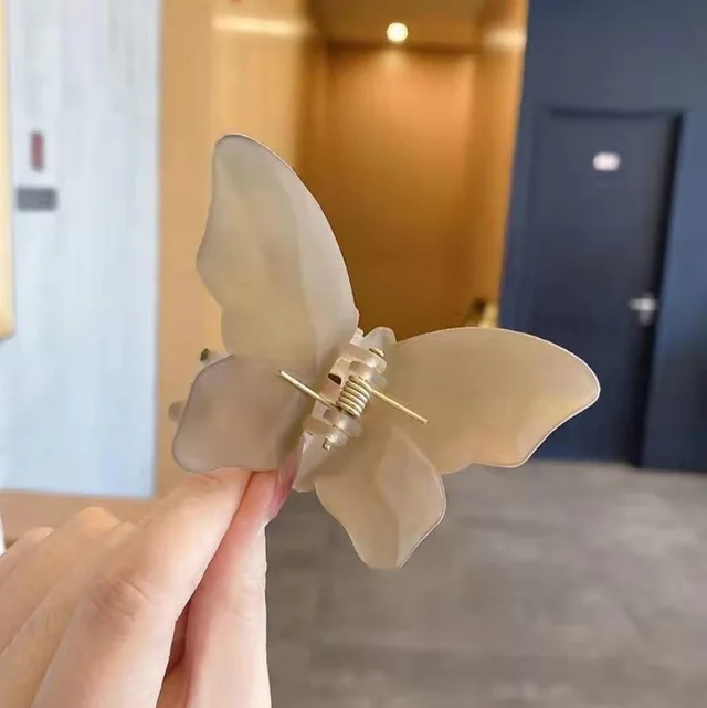 Korean Super Fairy Butterfly Hairpin Frosted Shark Headgear Khaki Frosted Butterfly Grip - Shop at LoveMi