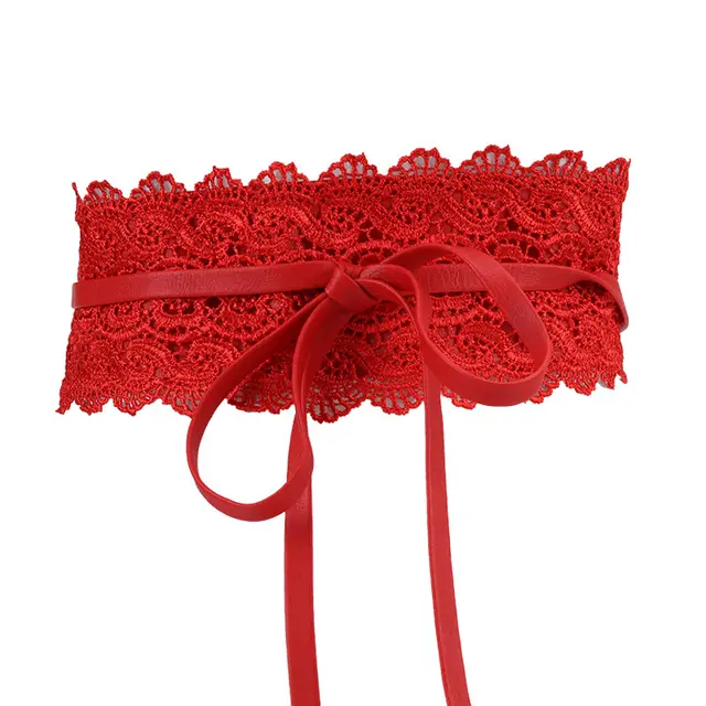 Lace Girdle Outer Shirt Lace Versatile Decorative Belt Red - Shop at LoveMi