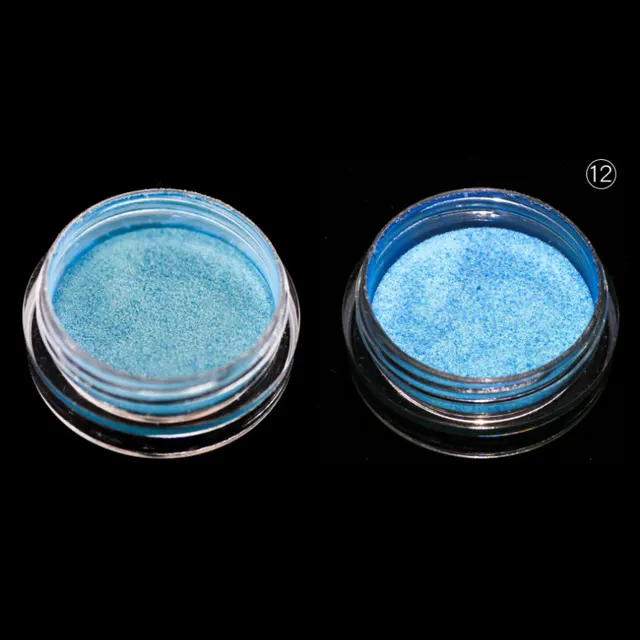 12 Colors Nail Art Luminous Powder Magic Mirror Effect Powder Nail Fluorescent Powder No12 2G - Shop at LoveMi