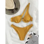 Multicolour Bikini Pit Double Fabric Swimsuit - Yellow