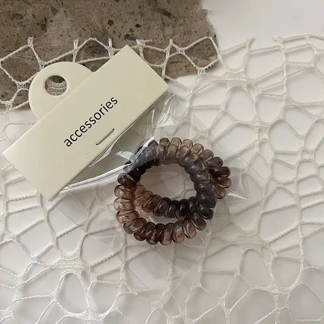 Women's Summer High-end Telephone Cord Hair Rope Set - Light Tortoiseshell