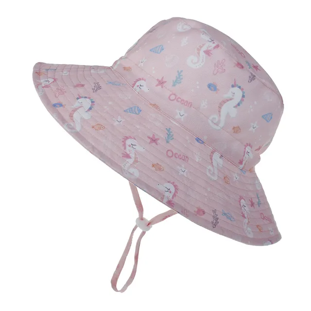 Baby Girl Breathable Parent child Beach Fisherman Hat Pink Seahorse - Shop at LoveMi