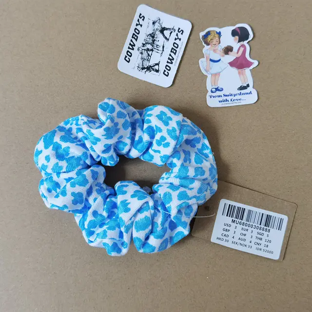 Plaid Print Large Intestine Ring Women's Hair Tie Blue Leopard - Shop at LoveMi