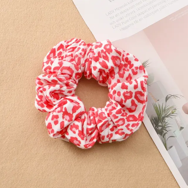 Plaid Print Large Intestine Ring Women's Hair Tie Pink Leopard - Shop at LoveMi