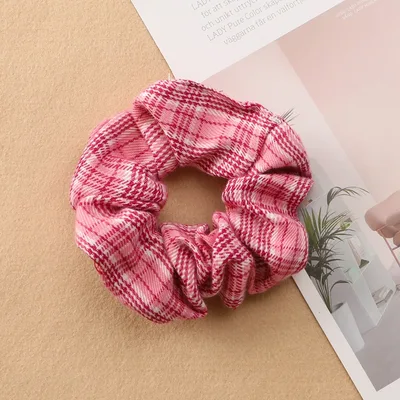 Plaid Print Large Intestine Ring Women's Hair Tie Wine Red - Shop at LoveMi