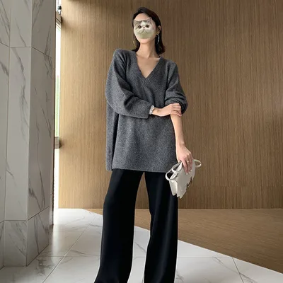 New Lazy Soft Waxy Three dimensional Casual Sweater Grey - Shop at LoveMi