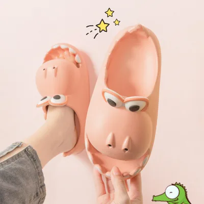 Cartoon Couple Wearing Indoor And Home Parent child Sandals Pink - Shop at LoveMi