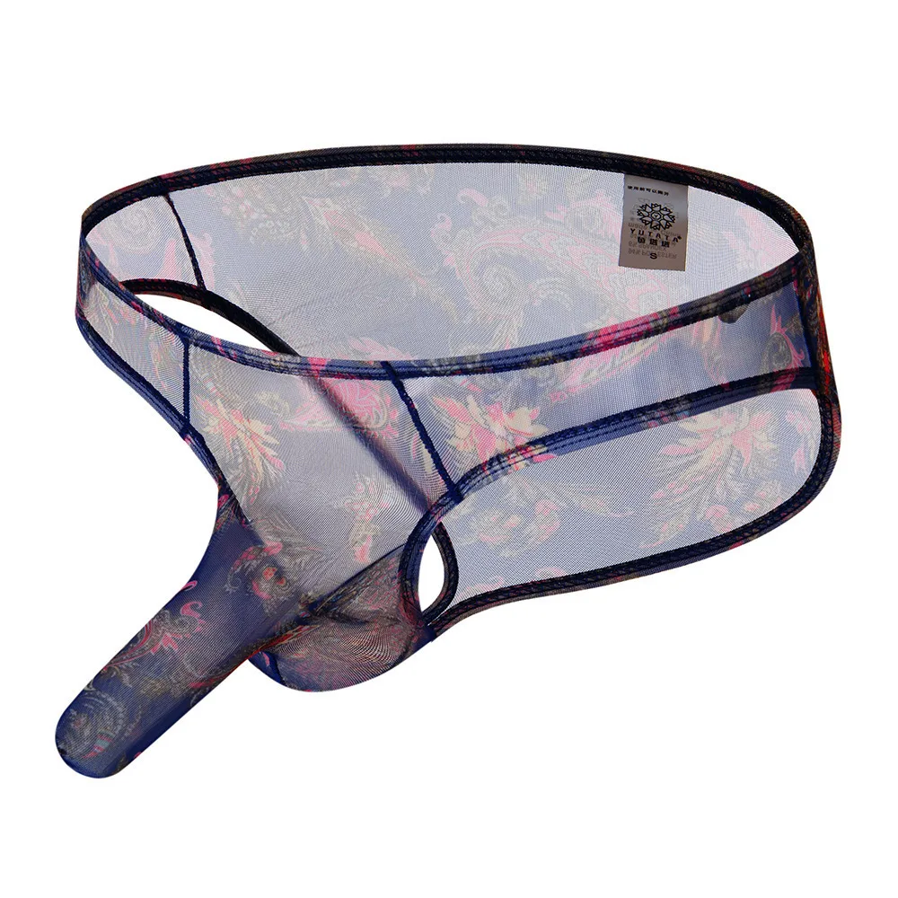 Comfortable Printed Sexy Men's Pouch Bag Briefs - Royal Blue