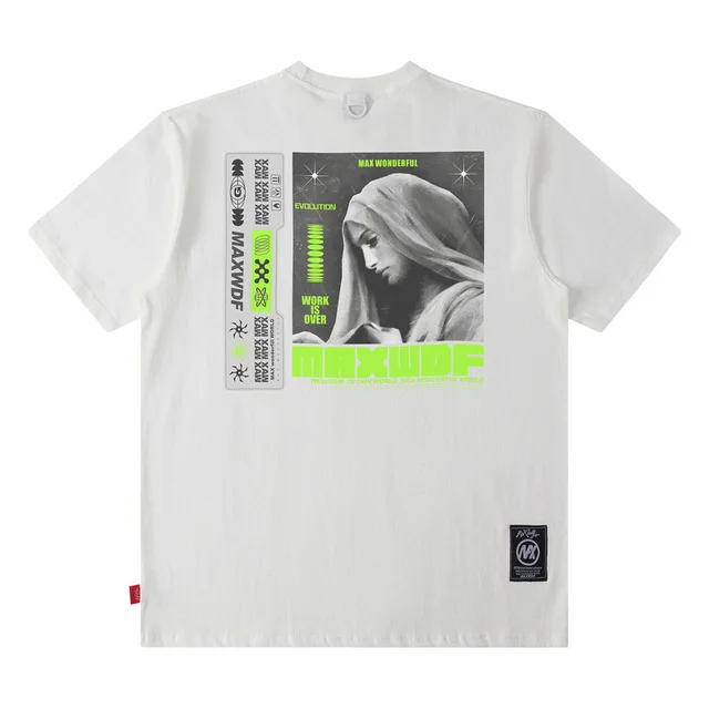 Trendy Loose Casual All match Half sleeve T shirt B1014Awhite - Shop at LoveMi