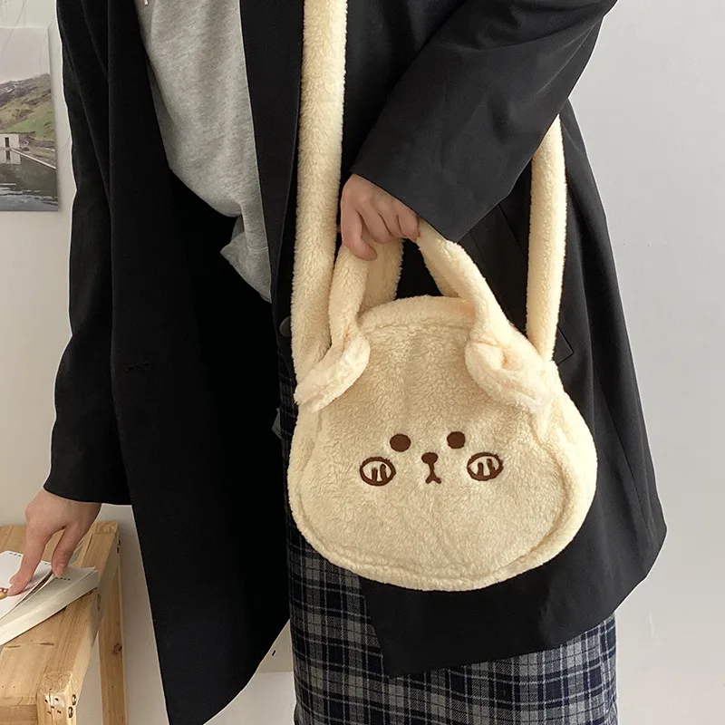 Cute Bear Plush Large Capacity Messenger Bag Crossbody - Shop at LoveMi