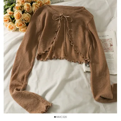 Bow Tie Short Fungus Edge Small Shawl Coffee - Shop at LoveMi