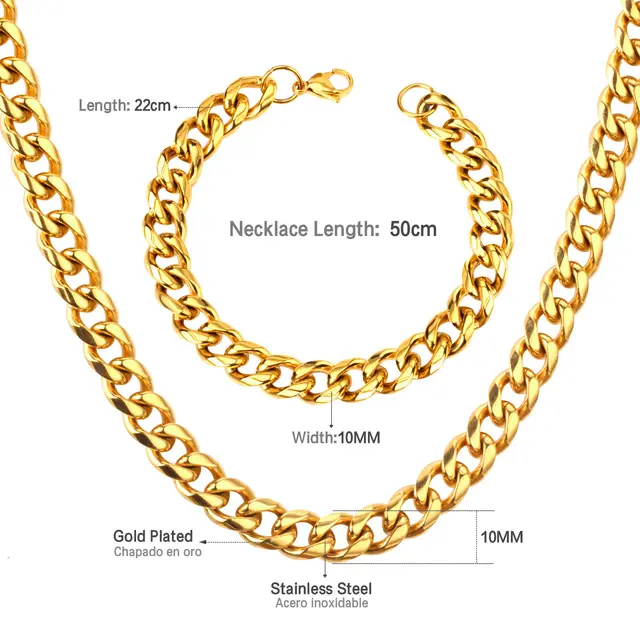 Men's hip hop necklace and bracelet set Gold - Shop at LoveMi