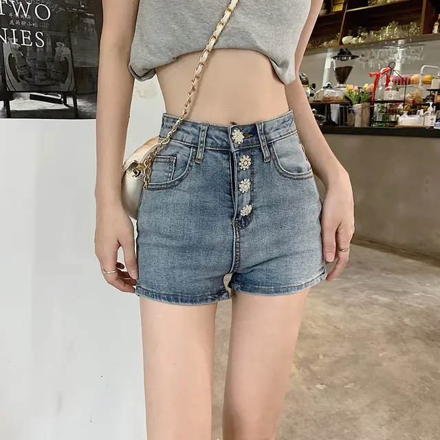 Women's New Large Size High Waist Denim Shorts Blue - Shop at LoveMi