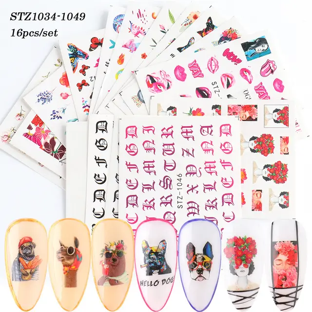 Black And White Lace Flower Nail Art Sticker Set Stz10341049 - Shop at LoveMi