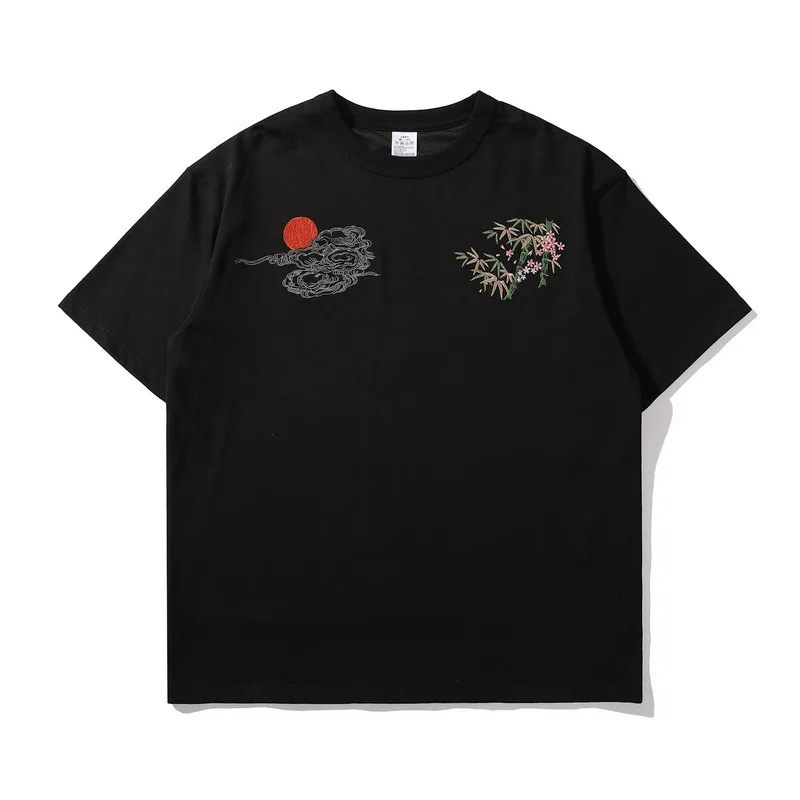 Teenagers Dropped Shoulder Loose Tide Brand Half Sleeves - Black