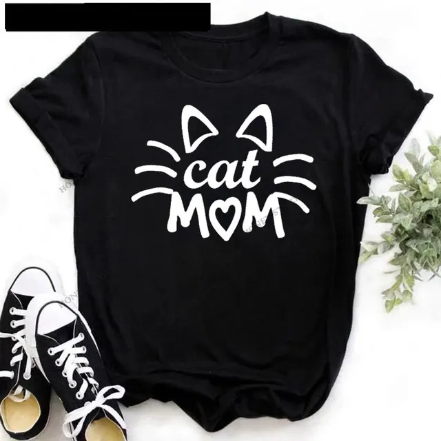 Cartoon Cat And Dog Paw Print Cute Print Black T shirt 29036Black - Shop at LoveMi