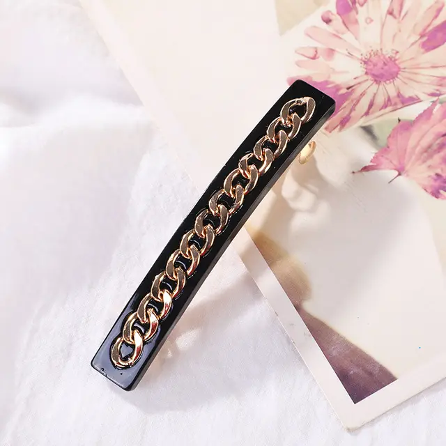 Baroque Chain Alloy Plated Hair Clip Chain Clipblack Chain Clip - Shop at LoveMi