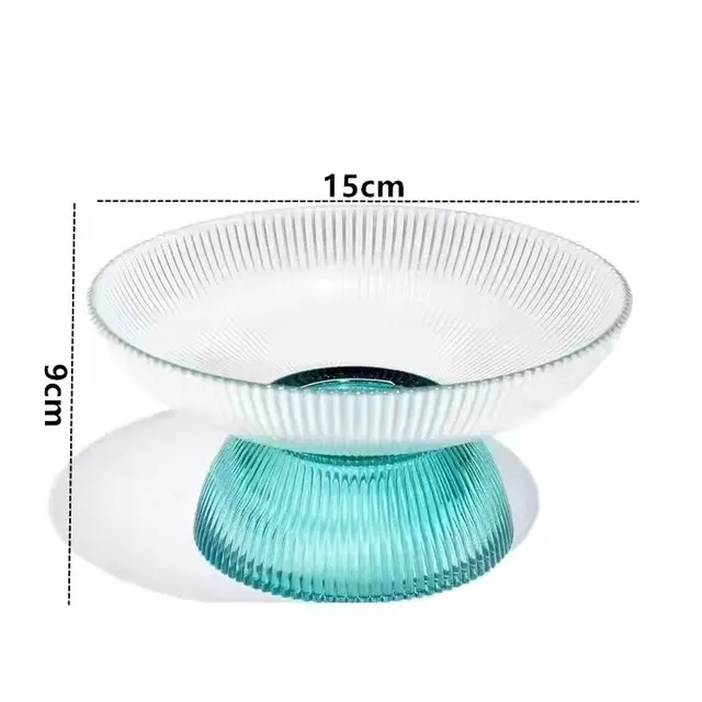 Pet Cat Bowl Neck Guard High Foot Large Diameter Glass Material Light Green - Shop at LoveMi