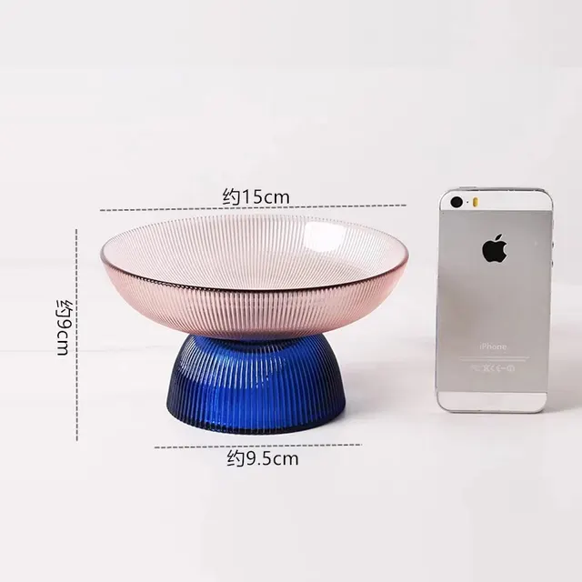 Pet Cat Bowl Neck Guard High Foot Large Diameter Glass Material Upper Pink And Lower Ancient B - Shop at LoveMi