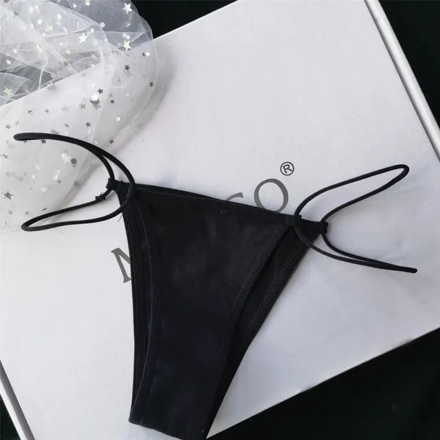 Women's Sports One Piece Cotton Strap Mini Thong Black - Shop at LoveMi