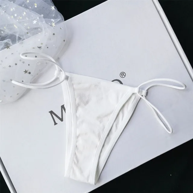 Women's Sports One Piece Cotton Strap Mini Thong White - Shop at LoveMi