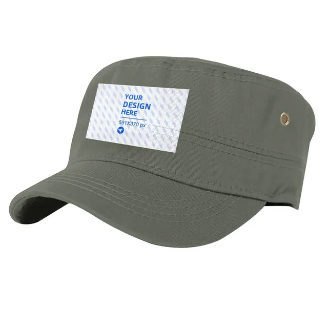 Cotton Breathable Lightweight Flat Top Hat Army Green - Shop at LoveMi