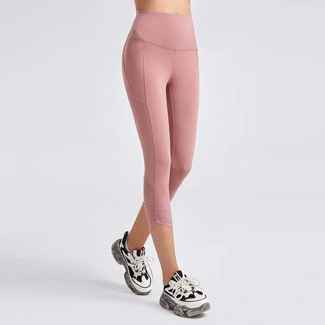 Women's Fashion Personality New Yoga Cropped Pants Deep Bean Paste - Shop at LoveMi