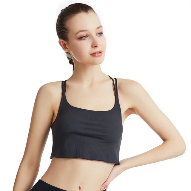 New European And American Nude Sports Bra Women's Breathable Wrought Iron Grey - Shop at LoveMi