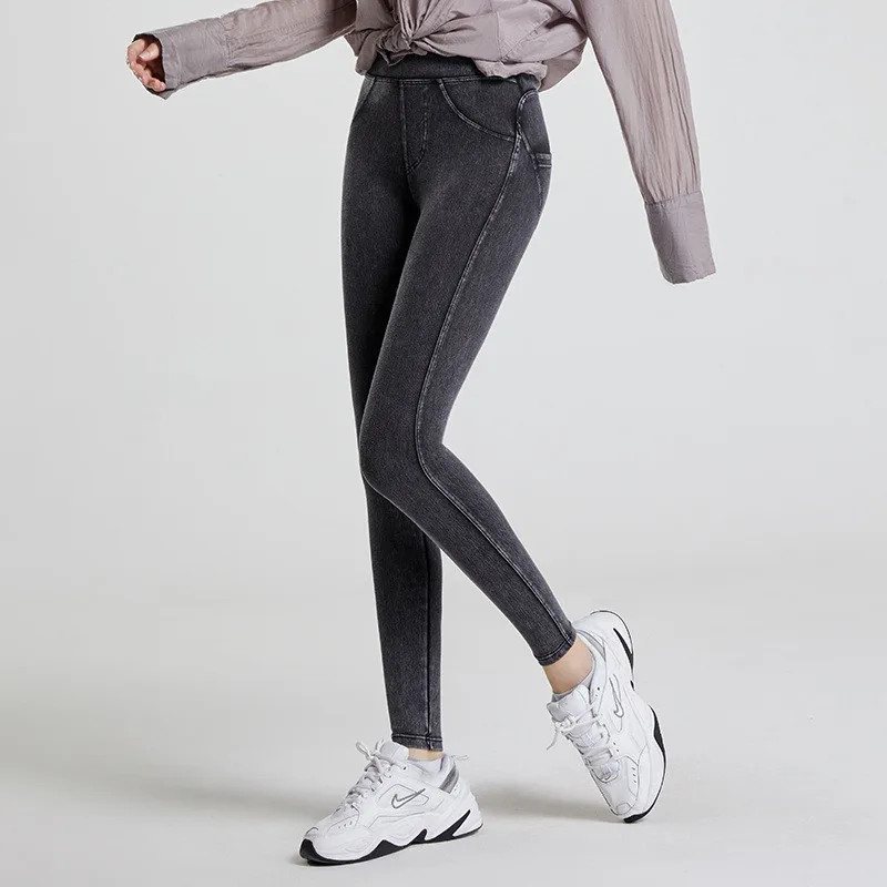 Women's Outerwear High Waist Abdominal All match Skinny Jeans Dark Grey - Shop at LoveMi
