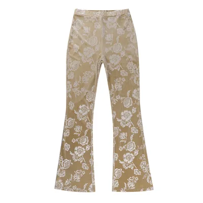 Patterned High rise Flared Flocked Track Pants Red - Shop at LoveMi