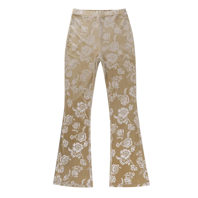 Patterned High rise Flared Flocked Track Pants Red - Shop at LoveMi