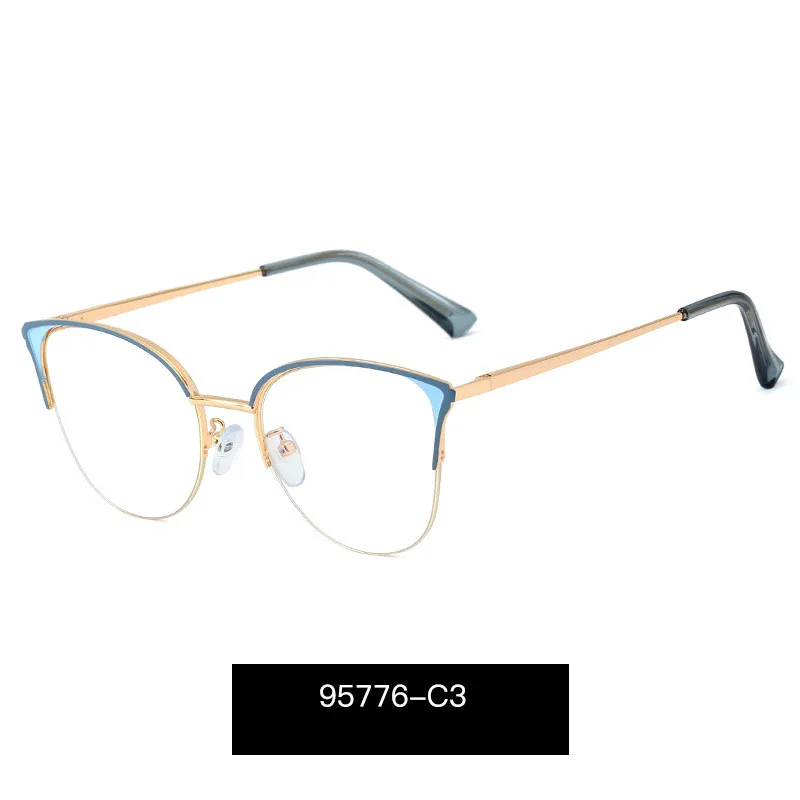 Women's Fashion Half Frame Blue Light Blocking Glasses - C3