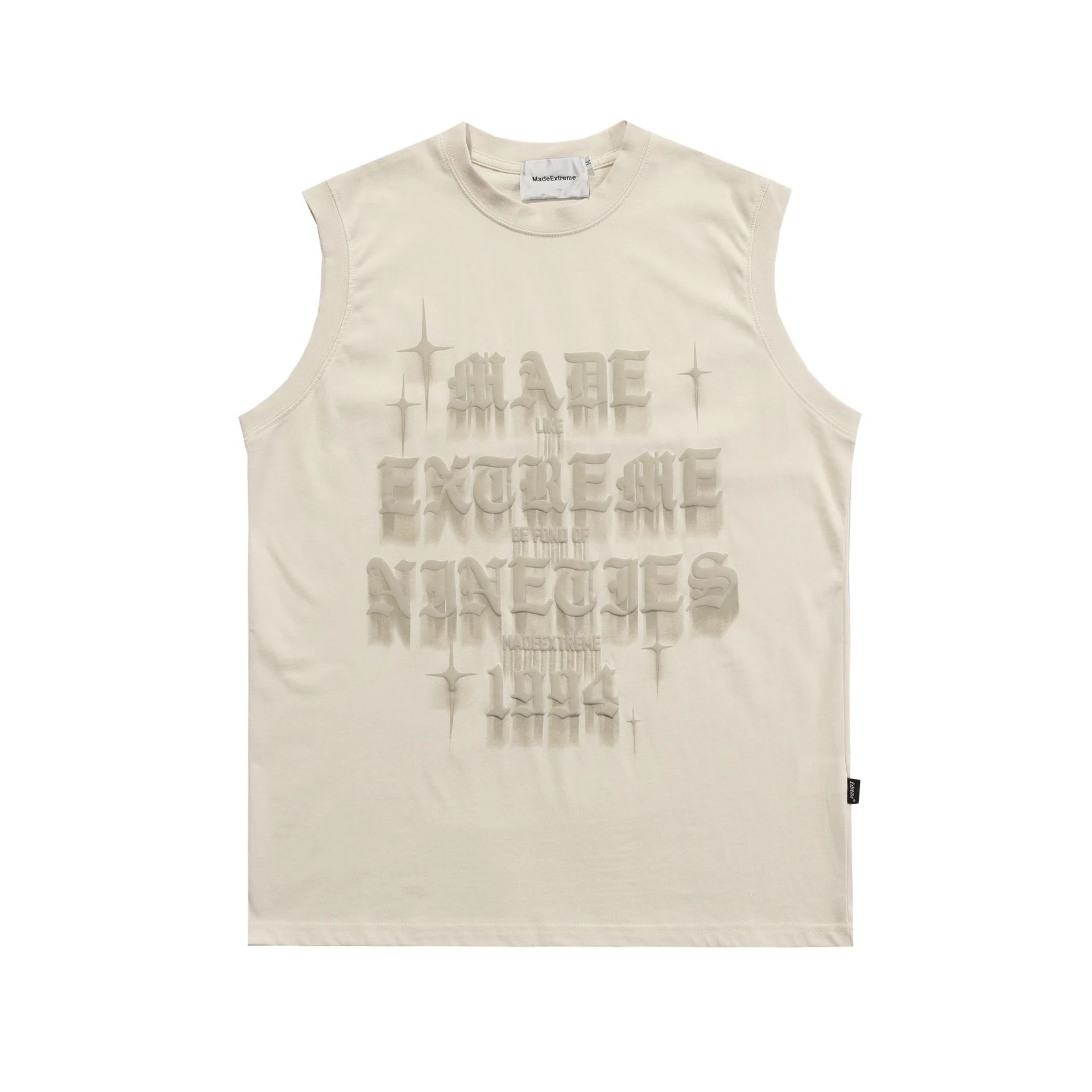 Alphabet Foam Print Vest And Bottoming Shirt - Khaki