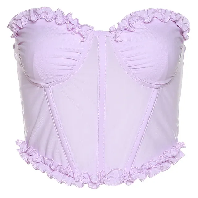 Women's One shoulder Slim See through Vest Purple - Shop at LoveMi