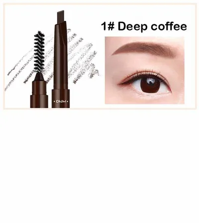 Double Head Automatic Rotating Eyebrow Pencil Waterproof With Brush Dark Coffee - Shop at LoveMi
