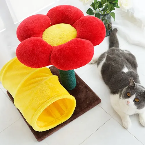 Cat Climbing Frame Integrated Sisal Claw Grinder Nest Red Flower Climbing Frame - Shop at LoveMi