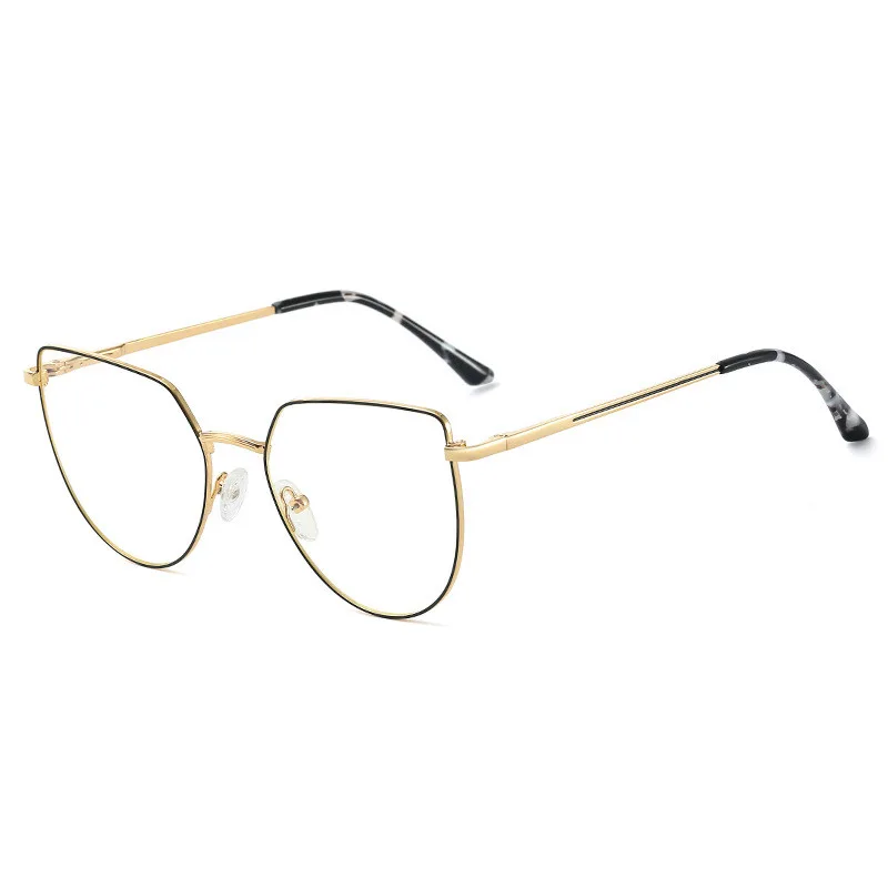 Women's Plate Anti-Blue Light Glasses Fashion Metal Large Frame - C1