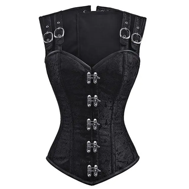 Lace up 12 Steel Double Button Chain Small Waist Shapewear Black - Shop at LoveMi