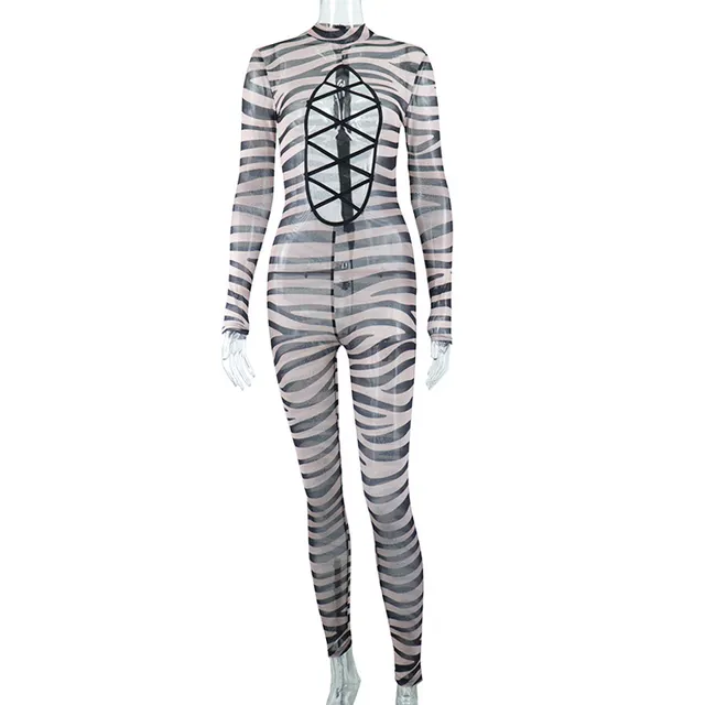 Sheer Cutout Tie Zip Crew Neck Long Sleeve Bodysuit Black - Shop at LoveMi