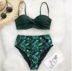 Ladies Heart Collar High Waist Two Piece Swimsuit - E-S