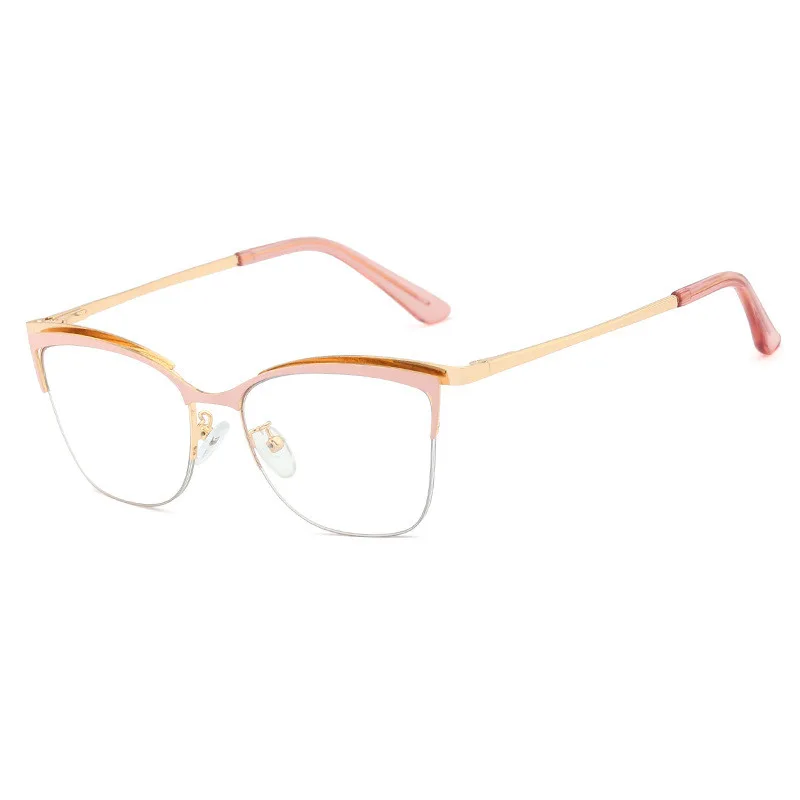 Metal Glasses Frame Square Plain Color Anti Blue Light - C2
