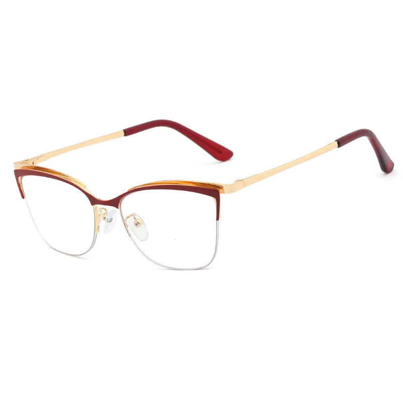 Metal Glasses Frame Square Plain Color Anti Blue Light - C7