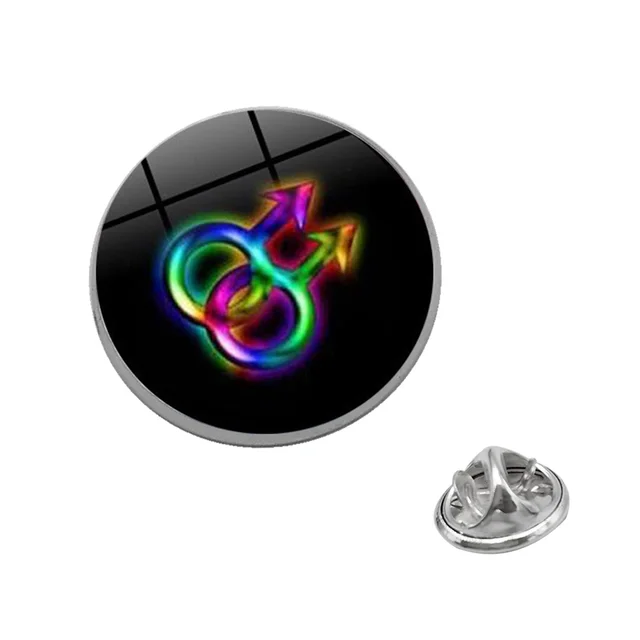 LGBT Pride Rainbow Glass Brooches Pins Lesbians Gays Bisexuals Transgender Round Badge Lapel Pin Jewelry Design12 - Shop at LoveMi