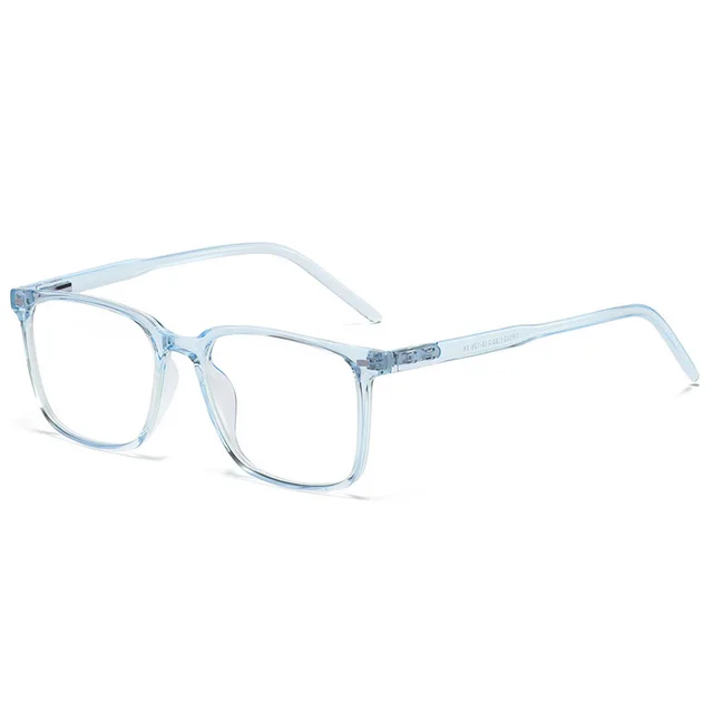 TR90 Spring Leg Square Blue Light Blocking Glasses Transparent Blue C6 - Shop at LoveMi