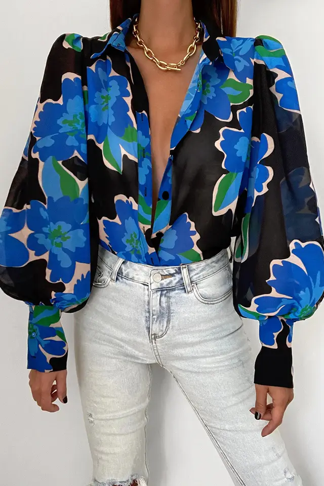 Women's Chiffon Cardigan Loose Lantern Long Sleeve Shirt Fscw008 - Shop at LoveMi