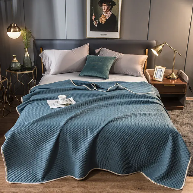 Single And Double Ice Silk Summer Quilt Washable Thin Quilt Bentley Blue - Shop at LoveMi