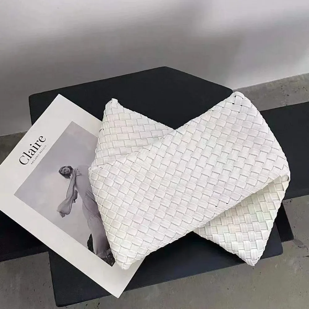 Versatile Fashion Woven Clutch Fashionable Hand Grab White - Shop at LoveMi